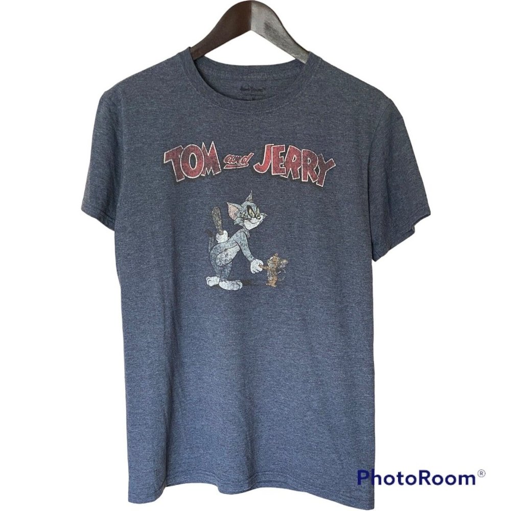 Tom & Jerry Retro Men's Size M S/S T-Shirt TV Cartoon Cat Mouse Hanna-Barbera